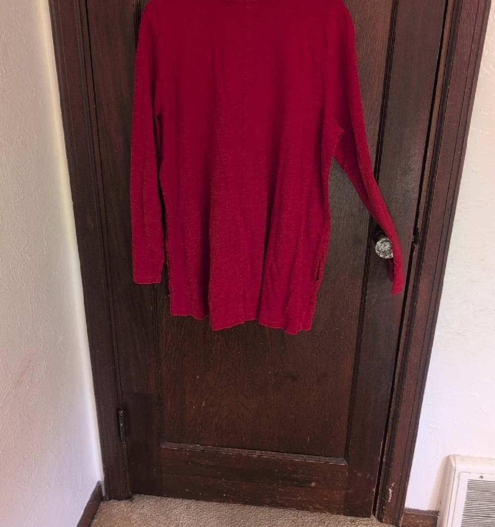J.Jill Women's Red Long-Sleeve Crewneck Tunic Cotton Top Size XL - Picture 5 of 7